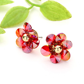 Faceted Stone Flower Stud Earrings