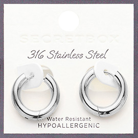 SECRET BOX_Stainless Steel Round Classic Hoop Earrings