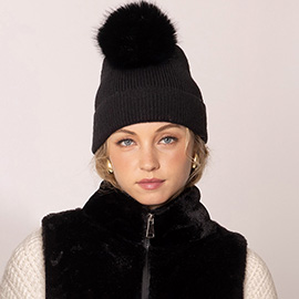 Solid Knit Beanie with Pom