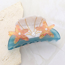 Pearl Pointed Sea Shell Starfish Hair Claw Clip