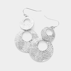 Textured Metal Disc Link Dangle Earrings