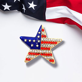 Stone Paved American USA Flag Star Pin Brooch