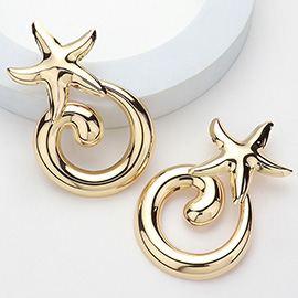 Metal Starfish Swirl Earrings