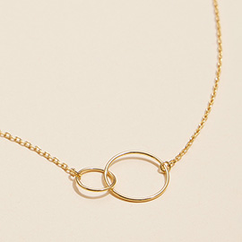 Semi Fine Collection - 18K Gold Dipped Double Circle Pendant Necklace