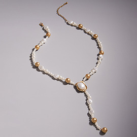 Natural Pearl Beaded Y Shaped Necklace