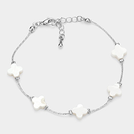 Mother Of Pearl Quatrefoil Station Bracelet