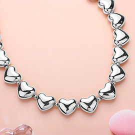 Metal Heart Link Necklace