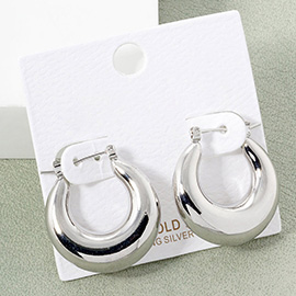 White Gold Dipped Puff Hoop Pin Catch Earrings