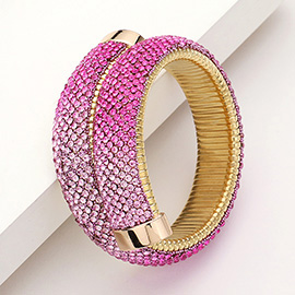 Rhinestone Paved Adjustable Bangle Bracelet