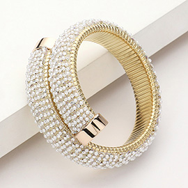 Pearl Paved Adjustable Bangle Bracelet