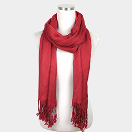 Solid Crinkle Tassel Scarf