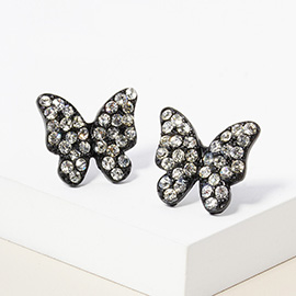 Rhinestone Pave Butterfly Stud Earrings