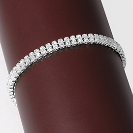 Double Row CZ Stone Tennis Chain Evening Bracelet