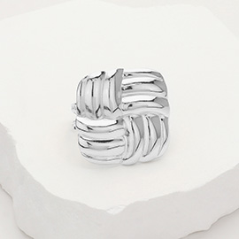 Stainless Steel Twisted Square Adjustable Ring