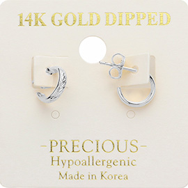 14K Gold Dipped Hypoallergenic Textured Mini Hoop Earrings