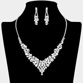 Teardrop Round Stone Embellished Rhinestone Paved Necklace