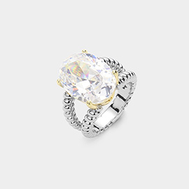 Oval CZ Stone Cushion Ring