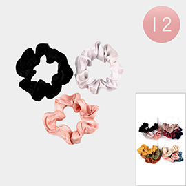 12 SET OF 3 - Fabric Scrunchie Hairbands