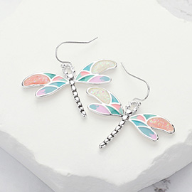 Colorful Enamel Dragonfly Dangle Earrings