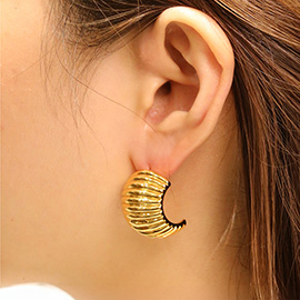 14K Gold Dipped Classic Ribbed Hoop Earrings