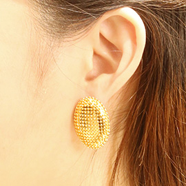 14K Gold Dipped Beaded Oval Earrings