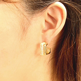 14K Gold Dipped CZ Paved Bold Square Earrings