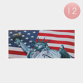 12PCS - American USA Flag Statue Of Liberty Printed Flat Money Case