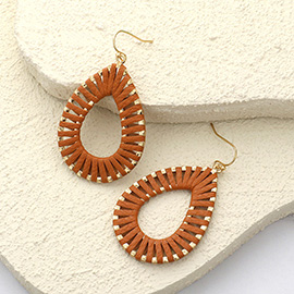 Raffia Wrapped Teardrop Dangle Earrings