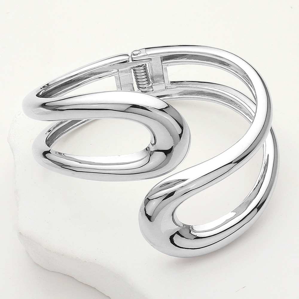 Abstract Metal Loop Bypass Hinged Bracelet