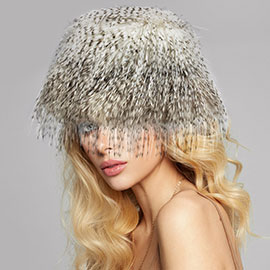 Faux Fur Feather Bucket Hat