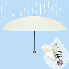 Bling Handle Pointed Foldable Sun Umbrella