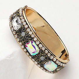 Sparkly Stone Embellished Hinged Bangle Bracelet