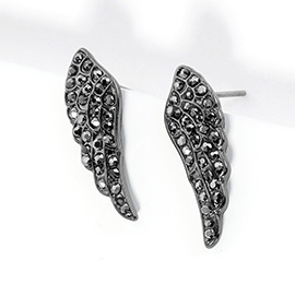 Crystal Stone Paved Wing Stud Earrings