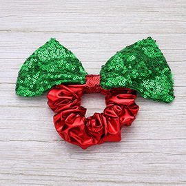 Sequin Christmas Bow Scrunchie Hairband