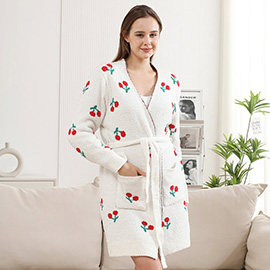 Cherry Robe with Pocket and Belt