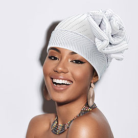 Bling Studded Flower Pointed Turban Hat