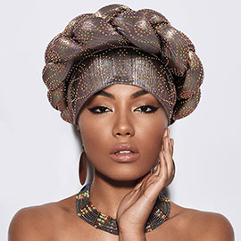 Bling Studded Braided Turban Hat