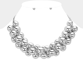 Metal Ball Bubble Statement Necklace