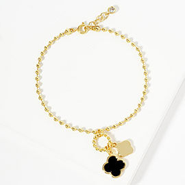 Gold Dipped Double Quatrefoil Charm Bracelet