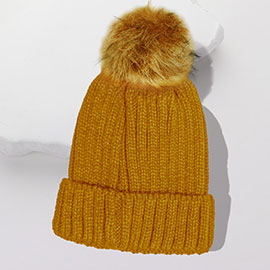 Cable Knit Pom Pom Beanie Hat