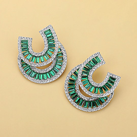 Stone Embellished Double Horseshoe Earrings