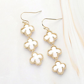 Quatrefoil Stone Cluster Dropdown Dangle Earrings