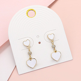 Enamel Heart Mini Shamballa Ball Link Dropdown Dangle Earrings