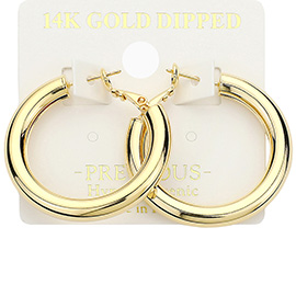 14K Gold Dipped Hypoallergenic Metal Hoop Earrings