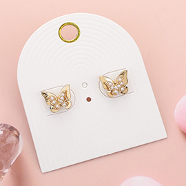 Pearl Butterfly Stud Earrings