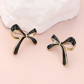 Enamel Bow Stud Earrings