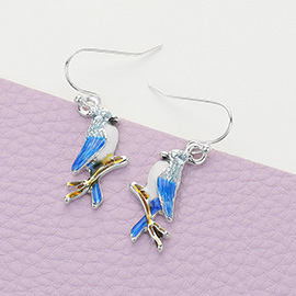 Blue Jay Bird Dangle Earrings