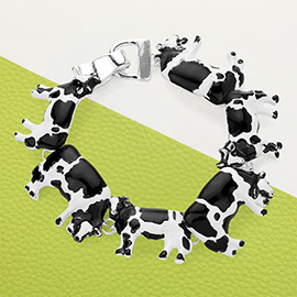 Enamel Cow Magnetic Bracelet