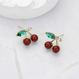 14K Gold Dipped Hypoallergenic Cherry Stone Stud Earrings