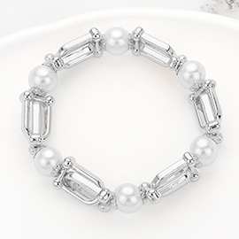 Pearl Hardware Link Beaded Stretch Bracelet